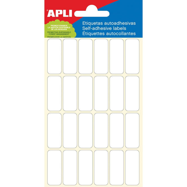 Apli – weiße Etiketten ft 12 x 30 mm (B x H), 144 Stück, 24 pro Blatt (2671)