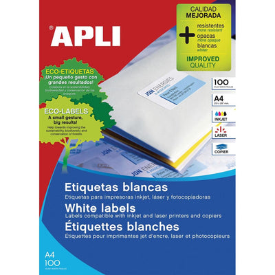 Apli – weiße Etiketten ft 70 x 50,8 mm (B x H), 1.500 Stück, 15 pro Blatt (1295)