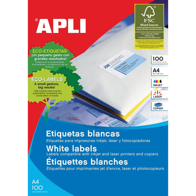 Apli – Weiße Etiketten ft 64 x 33,9, runde Ecken, 2.400 Stück, 24 pro Blatt (2409)