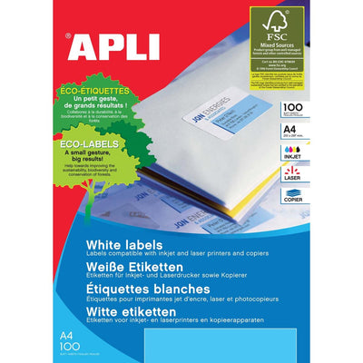 Apli – Weiße Etiketten, 63,5 x 46,6 mm (B x H), 1.800 Stück, 18 pro Blatt (2415)