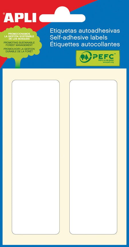 Apli – Weiße Etiketten, 31 x 100 mm (B x H), 12 Stück, 2 pro Blatt (2682)
