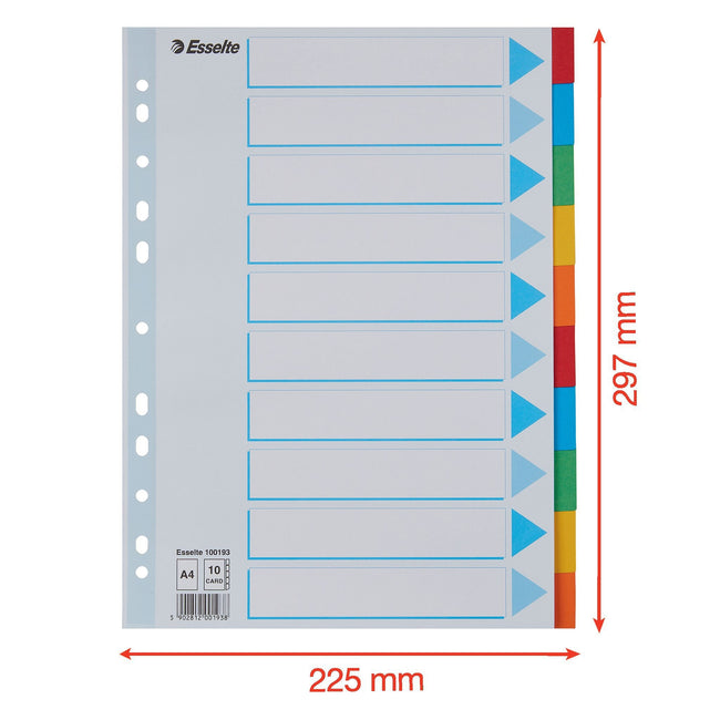Esselte -  Tabbladen  stand a4 10dlg karton 11r ass | 10 stuks