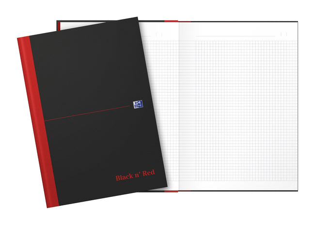 Oxford -  Notitieboek  black n' red a4 96vel ruit 5mm
