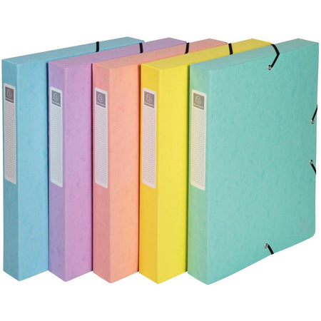 Exacompta – Aquarell-Elastobox aus glänzendem Karton, ft A4+, Rücken 4 cm, mit 3 Klappen, verschiedene Farben