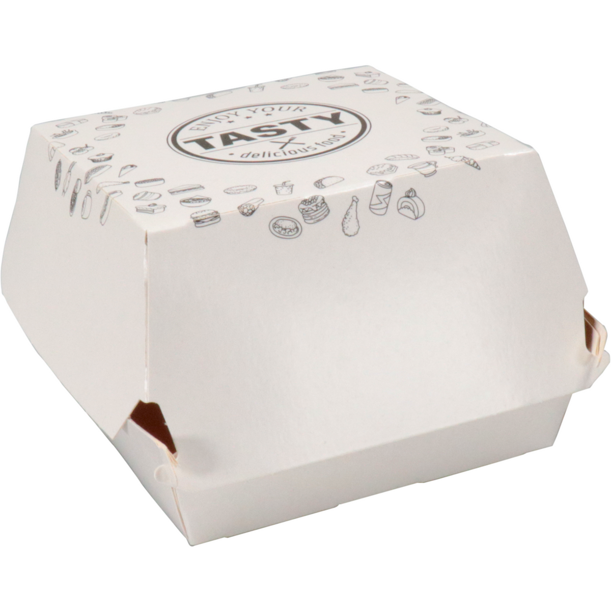 Klika -  Bak | Karton + kleicoating | TASTY | hamburgerbak | 90x90x70mm | wit | 300 stuks