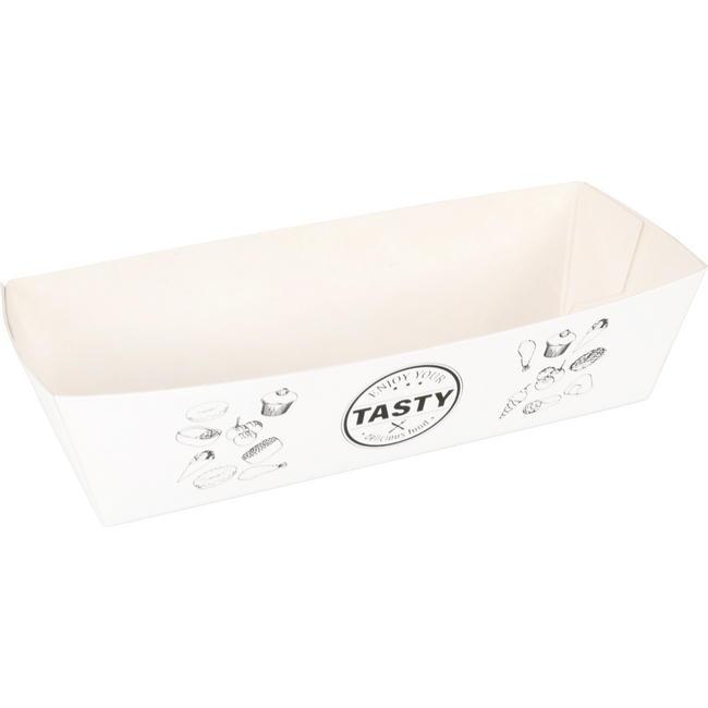 Klika -  Bak | Karton + kleicoating | A5 | TASTY | snackbak | 105x33x30mm | wit | 400 stuks