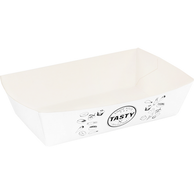 Klika -  Bak | Karton + kleicoating | A9 | TASTY | snackbak | 120x70x35mm | wit | 400 stuks