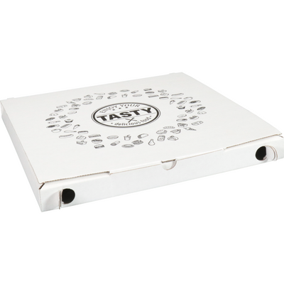 Klika - Pizzakarton | LECKER | Wellpappe | 32x32x3cm | pflanzlich | weiß | 150 Stück