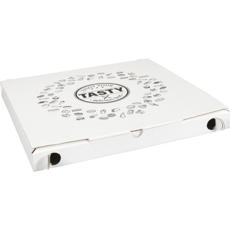 Klika - Pizzakarton | LECKER | Wellpappe | 32x32x3cm | pflanzlich | weiß | 150 Stück