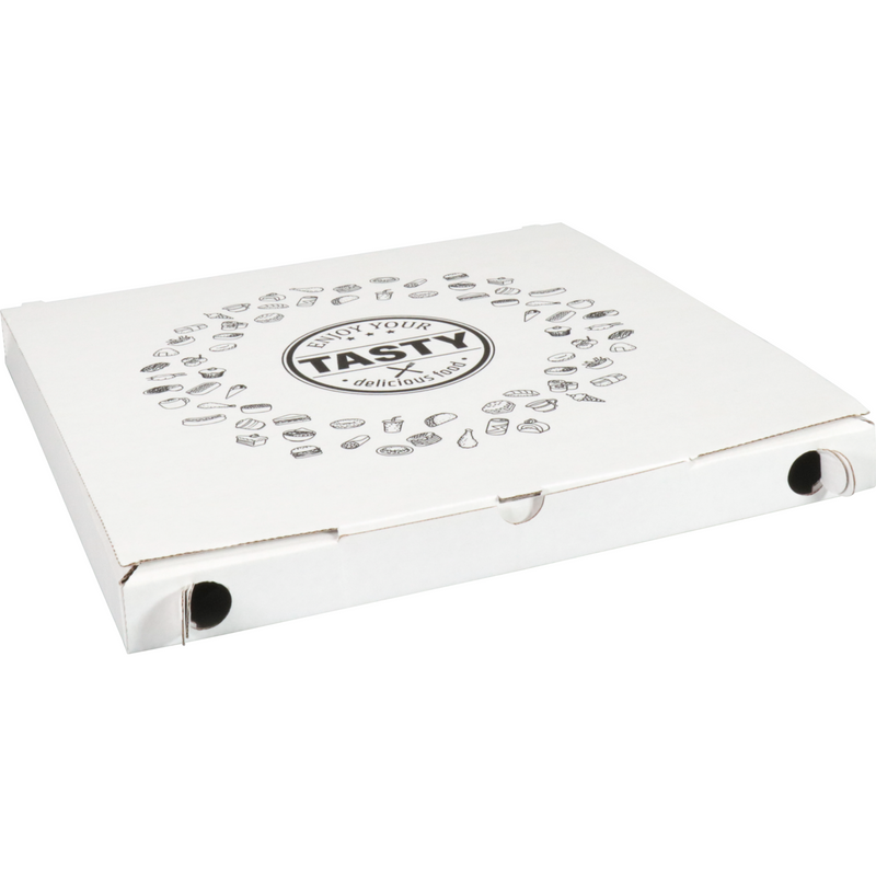 Klika - Pizzakarton | LECKER | Wellpappe | 32x32x3cm | pflanzlich | weiß | 150 Stück