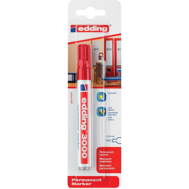 Edding - Filzstift 3000 rund 1,5-3mm rot Blister à 1 Stück