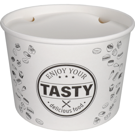 Klika -  Bak | Karton + PE | 1890ml | TASTY | incl. Deksel | foodbucket | wit | 150 stuks