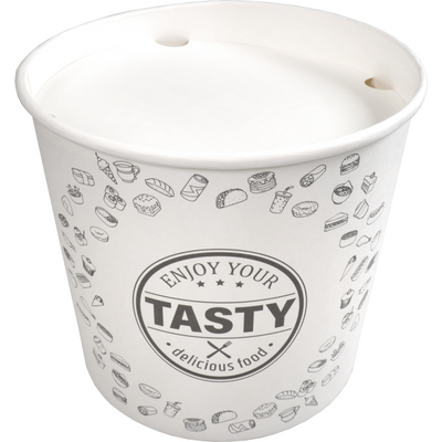 Klika -  Bak | Karton + PE | 2150ml | TASTY | incl. Deksel | foodbucket | 160mm | wit | 150 stuks