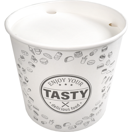 Klika -  Bak | Karton + PE | 2150ml | TASTY | incl. Deksel | foodbucket | 160mm | wit | 150 stuks