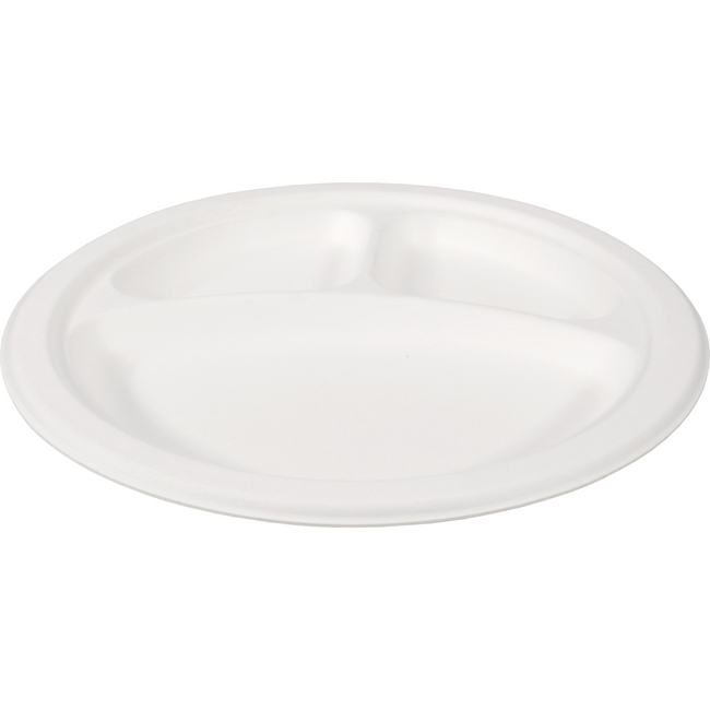 Depa -  Bord | rond | 3-vaks | bagasse (suikerrietpulp) | Ø26cm | wit | 500 stuks