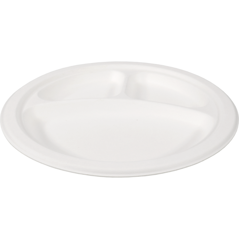 Depa -  Bord | rond | 3-vaks | bagasse (suikerrietpulp) | Ø26cm | wit | 500 stuks