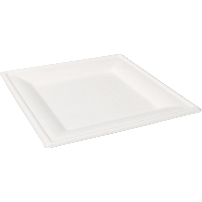 Depa -  Bord | vierkant | 1-vaks | bagasse (suikerrietpulp) | 26x26cm | wit | 500 stuks