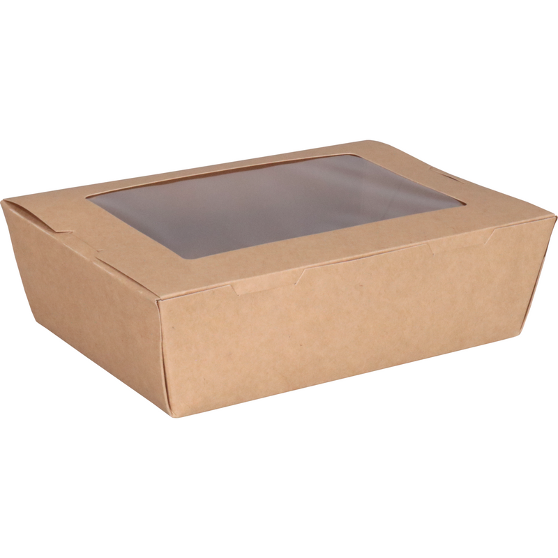 Depa -  Bak | Karton + PE + PET-coating | met venster | maaltijdbox | 195x140x50mm | bruin | 200 stuks