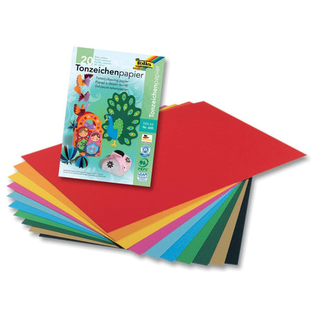 Folia – farbiges Zeichenpapier, 130 g, ft 21 x 29,7 cm, A4, verschiedene Farben, Block mit 20 Blatt