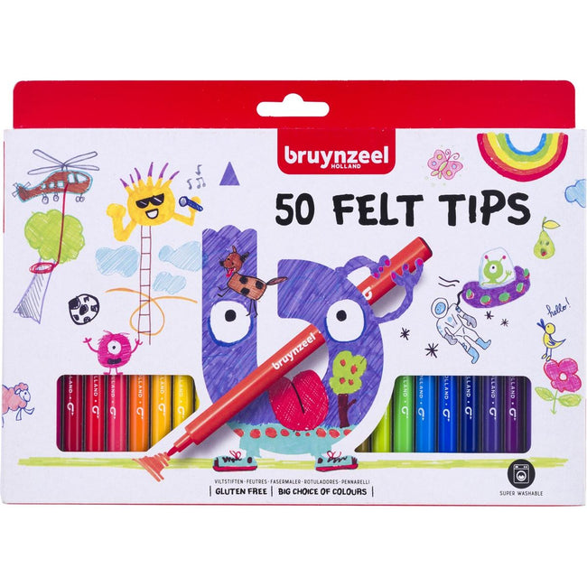 Bruynzeel - Filzstift für Kinder, Set mit 50 Farben