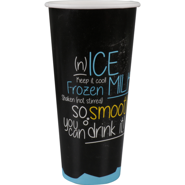 Depa -  | Milkshakebeker | ICE is (N)ICE | Karton + PE | 500ml | 22oz | Ø90mm | zwart/blauw | 1000 stuks