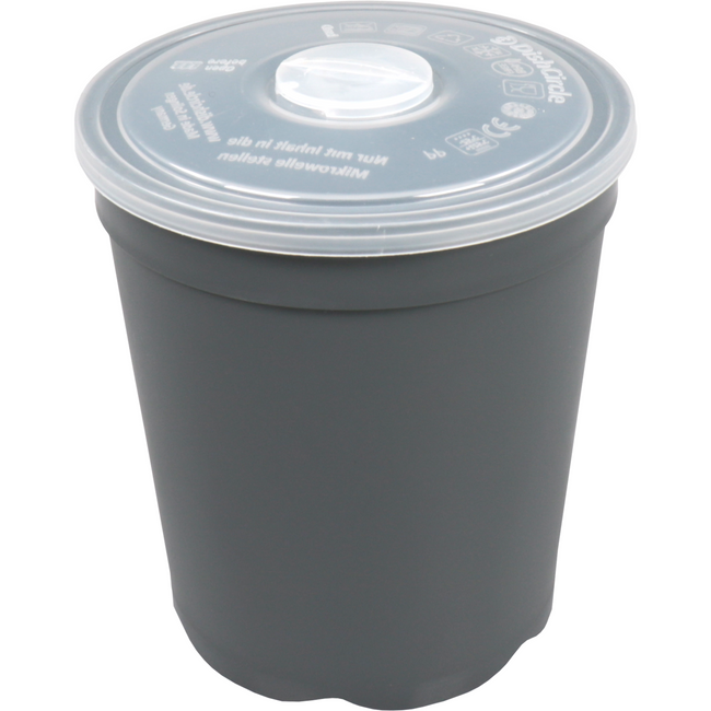 DishCircle - | Suppentasse | inkl. Deckel | PP | wiederverwendbar | 480 ml | grau/transparent | 30 Stück