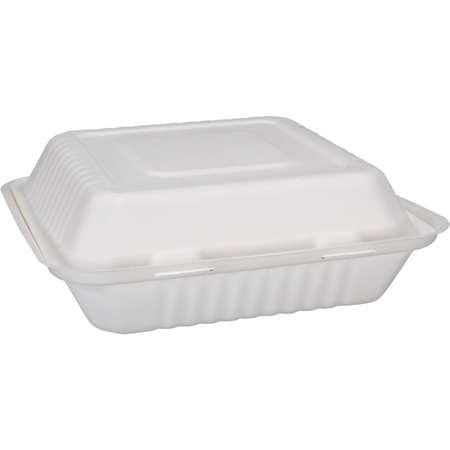 Depa -  Bak | Bagasse (suikerrietpulp) | 1200ml | maaltijdbox | 23x23x7.8cm | wit | 200 stuks
