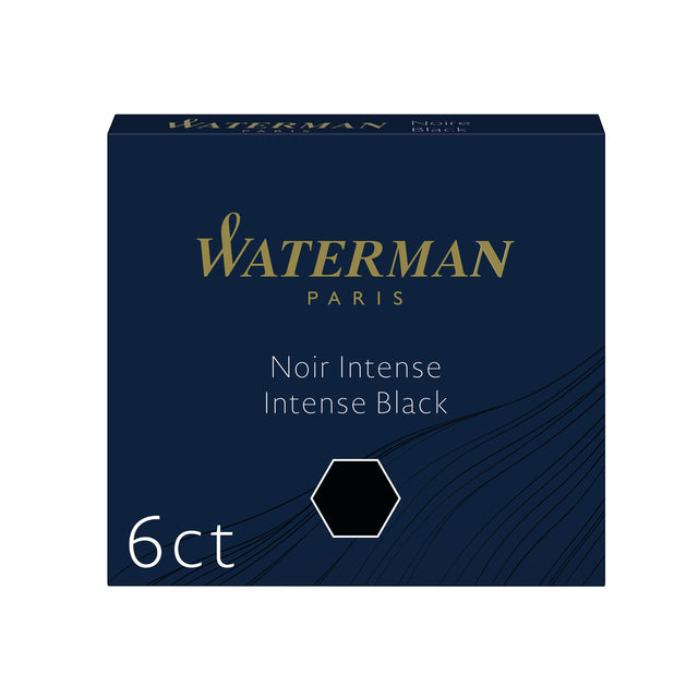 Waterman - Tintenpatrone International Black, Packung mit 6 Stück