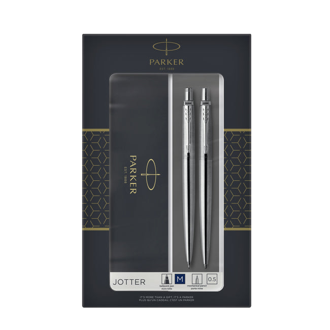 Parker – Kugelschreiber und Druckbleistift Jotter CT M Edelstahl | 5 Stück