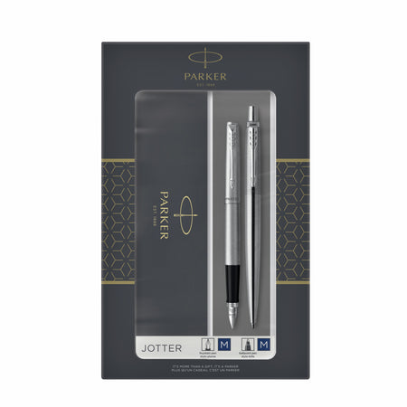Parker - Kugelschreiber und Füllfederhalter Jotter Edelstahl CT mittel 2 Stück