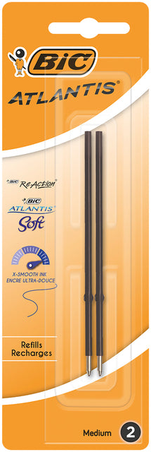 Bic – Kugelschreibermine für verschiedene Kugelschreiber, mittelschwarz, Blister mit 2 Stück