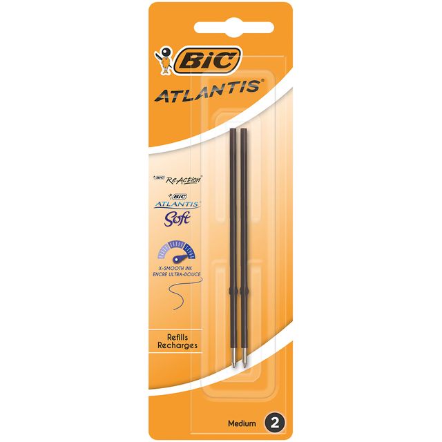 Bic – Kugelschreibermine für verschiedene Kugelschreiber, mittelschwarz, Blister mit 2 Stück