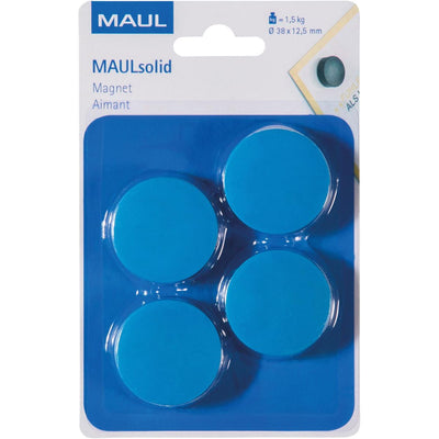 Maul - Magnet Solid, 38 mm, Zugkraft 1,5 kg, Blister à 4 Stück, blau