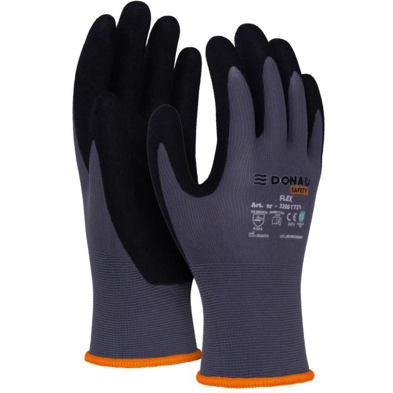 DONAU SAFETY -   veiligheidshandschoenen Flex, grijs, S, maat 7