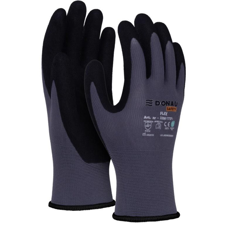 DONAU SAFETY -   veiligheidshandschoenen Flex, grijs, XL, maat 10