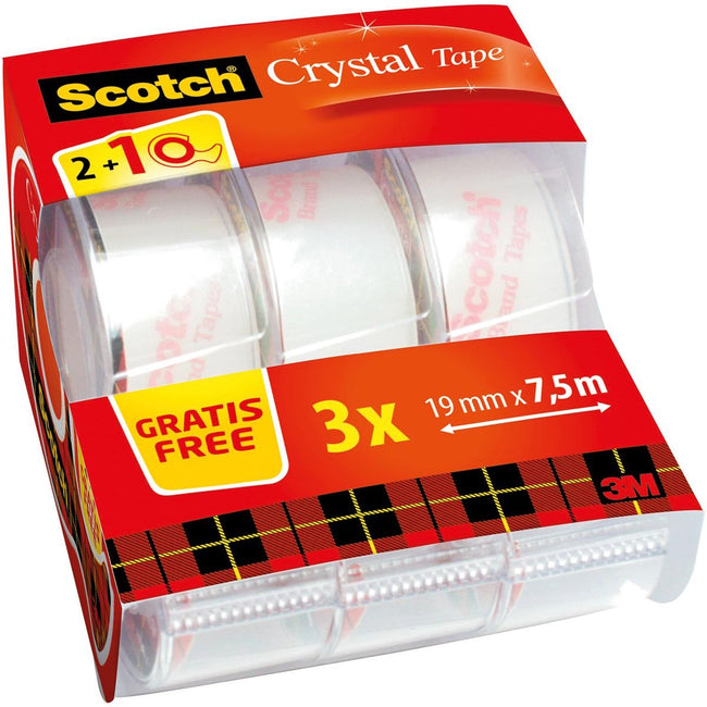 Scotch - Klebeband Kristall 600 19mmx7,5m tr 2+1 Disp