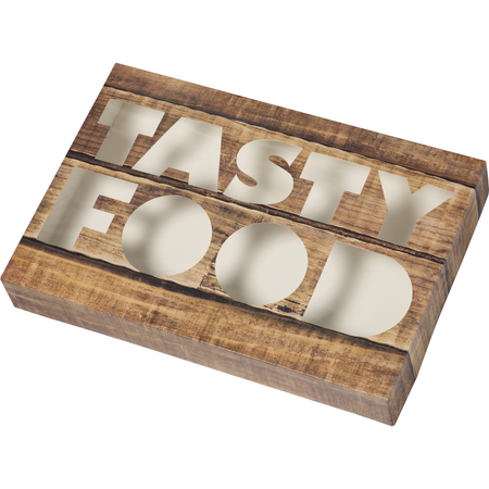 Klika - Catering-Box | Leckeres Essen | Karton + PP | 557x376x80mm | braun | 40 Stück