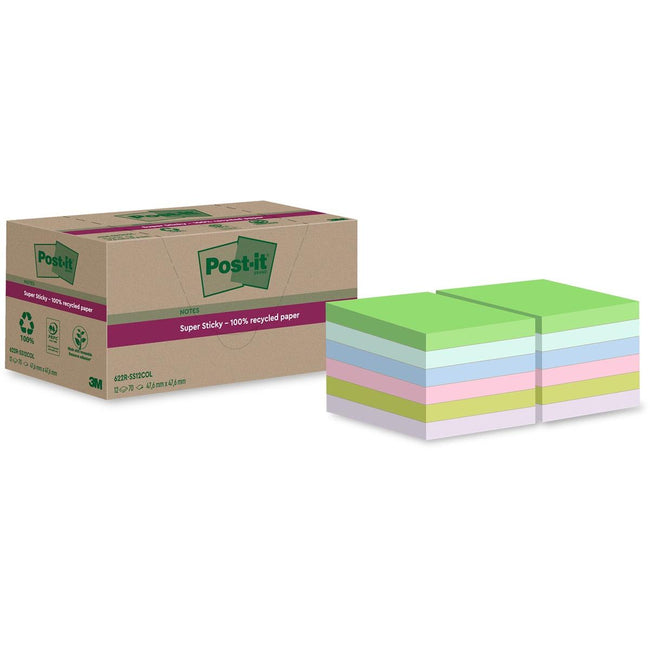 Post-it - Notizblock 622 RSS12COL 47,6x47,6mm Farbe 12 Stück