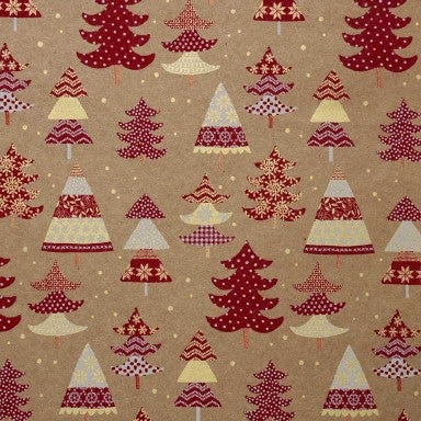 Klika - Geschenkpapier Geschenkpapier Rote und weiße Bäume auf Braun 30 cm