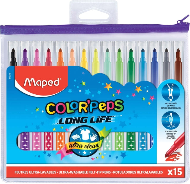 Filz -Tip -Maped ColorPeps Langes Leben mit 15 Farben