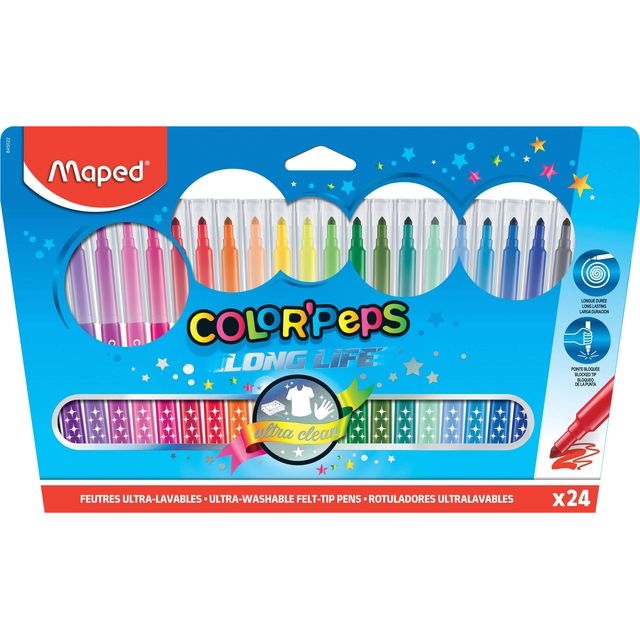 Maped - Filzstift Color'Peps Long Life Set mit 24 Farben