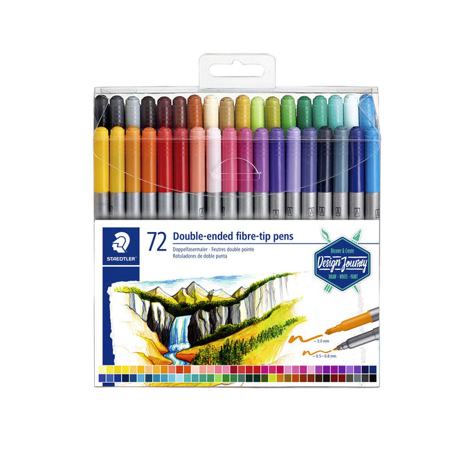Staedtler - Farbmarker 3200 Doppelspitze, feines und ultrafeines Gehäuse mit 72 Farben