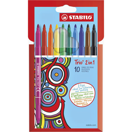STABILO - Filzstift Trio 2 in 1 sortierter Karton mit 10 Stück