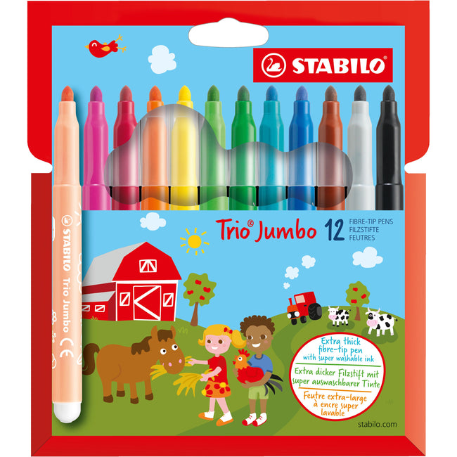 STABILO - Filzstift Trio 380/12 extra großes sortiertes Etui mit 12 Stück