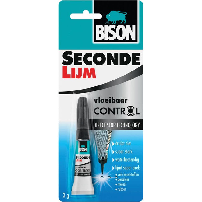 Bison - Sekundenkleber Kontrollflüssigkeit, Tube mit 3 g, im Blister