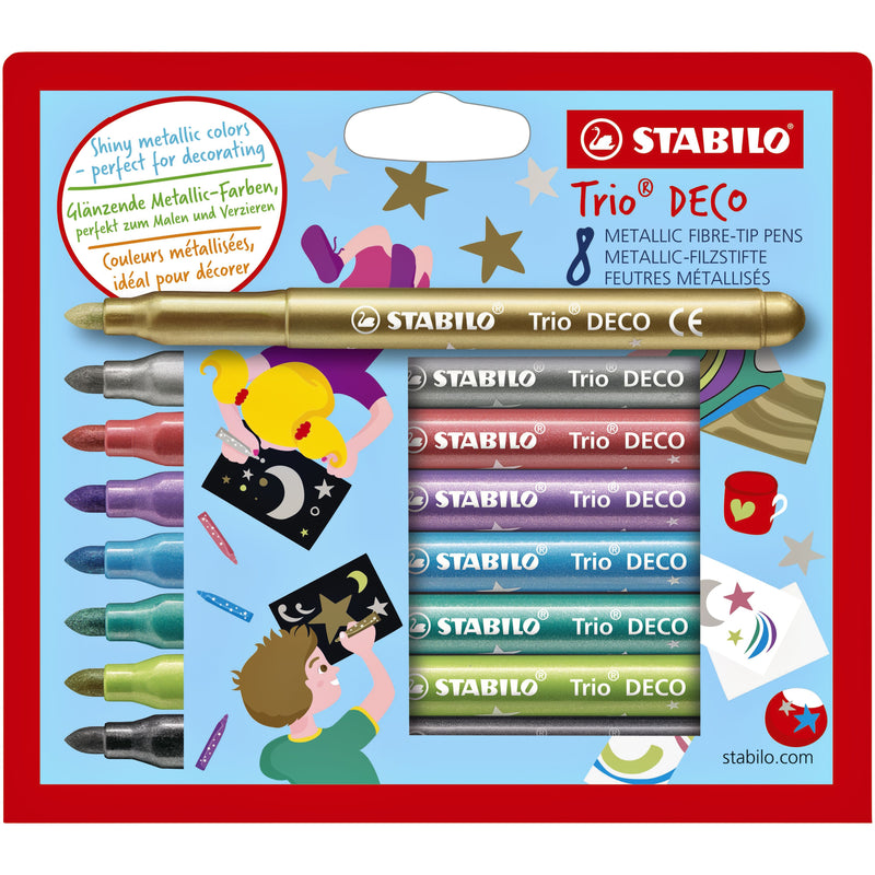STABILO - Filzstift Trio Deco Metallic, sortiert, Etui mit 8 Stück