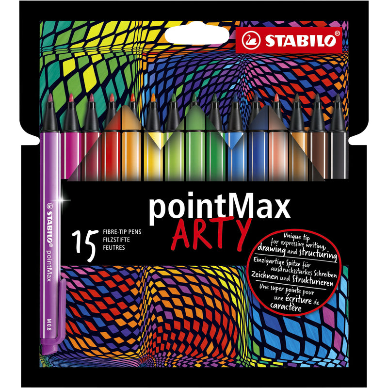 Stabilo - Filzstift pointMax 488/15 Arty Medium sortiertes Federmäppchen 15-teilig