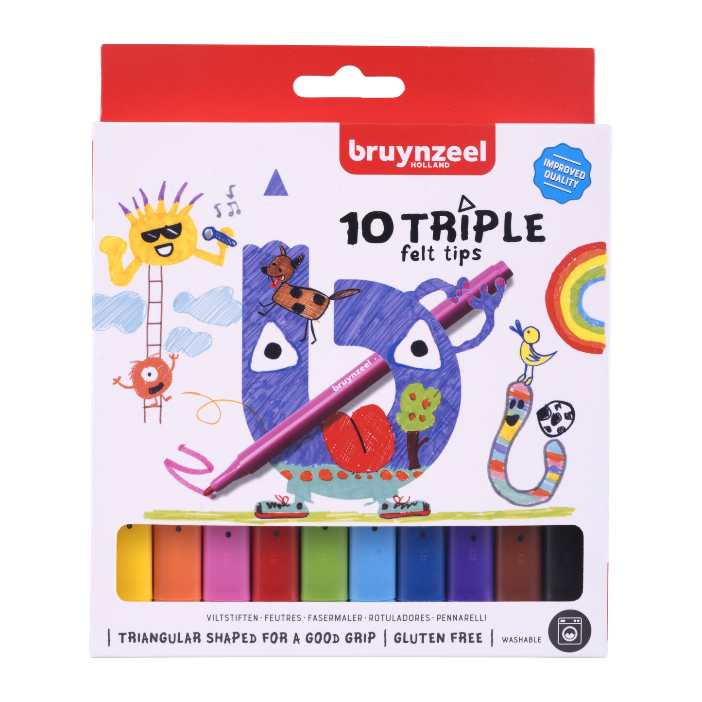 Bruynzeel - Filzstift Kids Triple-Set mit 10 Farben