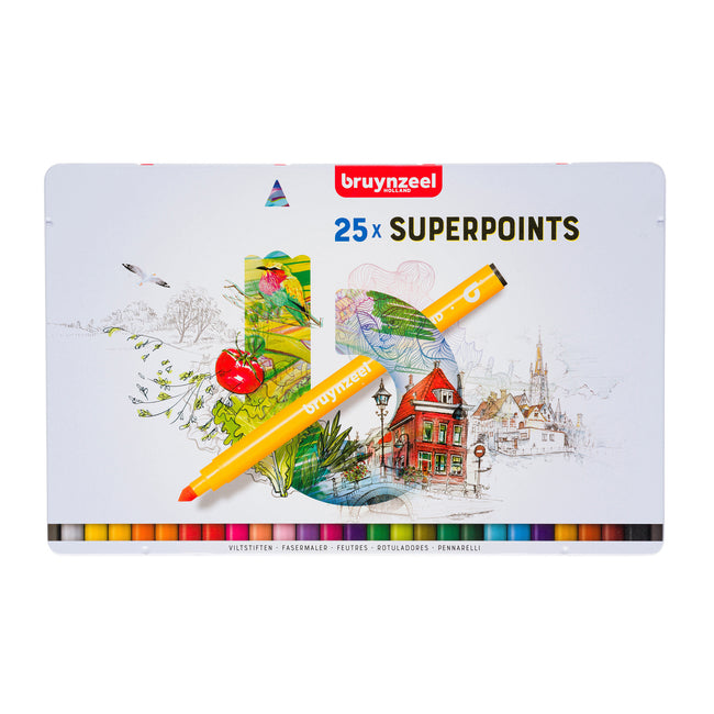 Bruynzeel - Filzstift Super Points Dose mit 25 Farben