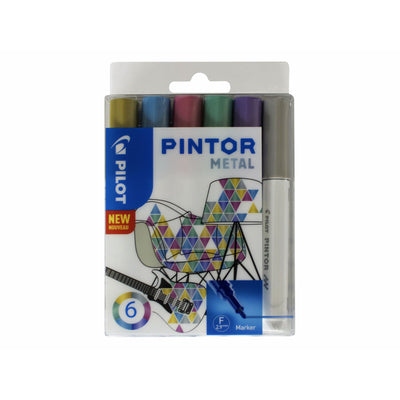 Pilot - Lackmarker Pintor metallic fein sortiert im Karton mit 6 Stück